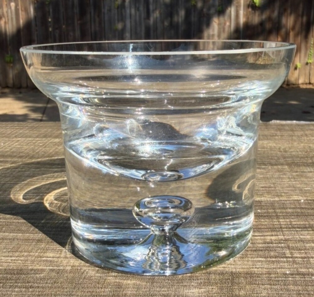 Vintage Krosno Poland Hand Blown Clear Glass Votive Tealight Candle Holder 4"